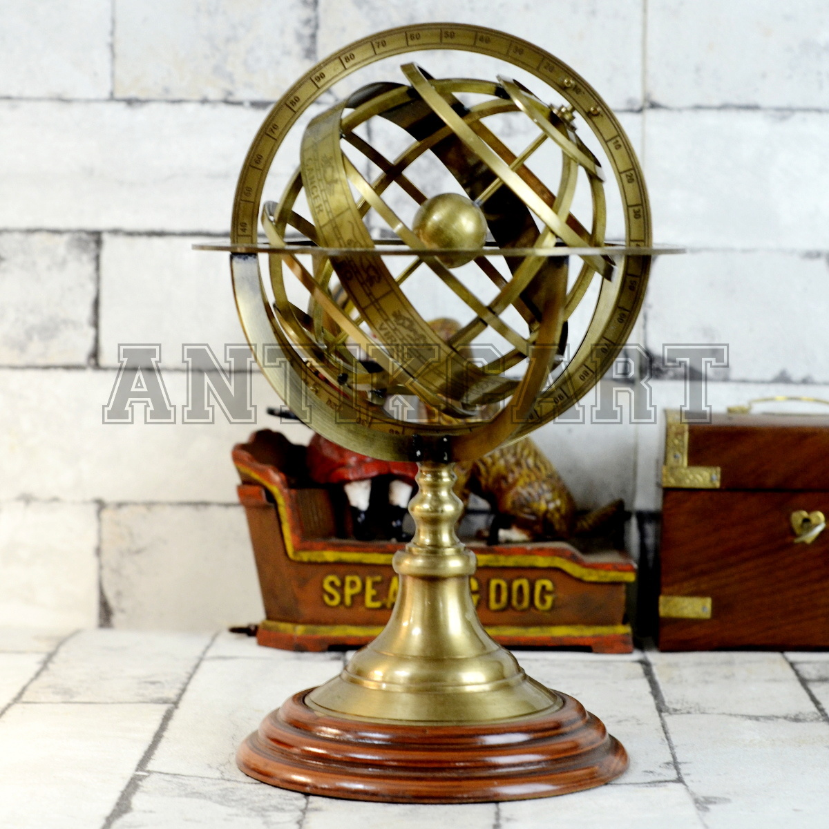 Antique 11 Inches Vintage Brass Armillary Sphere Antikcart Double Tap To Zoom