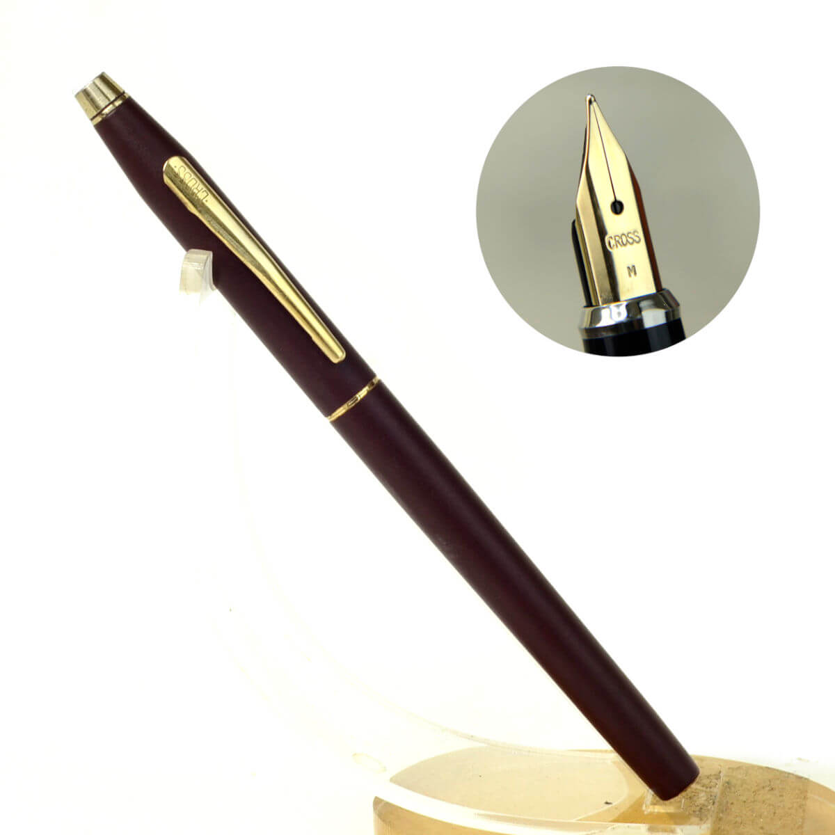 CROSS vintage burgundy w/gold accents  radiance FOUNTAIN PEN nib M nos retired 