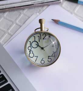 Antikcart Paper Weight Desk Clock 2″ Classic Vintage Antique Finish