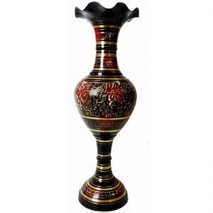 Antikcart Elegant Bidri Nakashi Metal Brass Vase