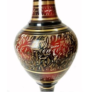 Antikcart Elegant Bidri Nakashi Metal Brass Vase
