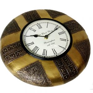 Antikcart Embossed Brass Classic Round Wall clock