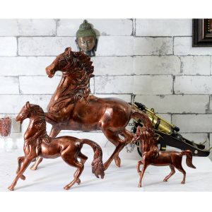 Antikcart Handcrafted Metal Horse Rare Model Statues Set