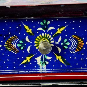 Antikcart Meenakari Artwork Handpainted Wooden Drawer Chest close view