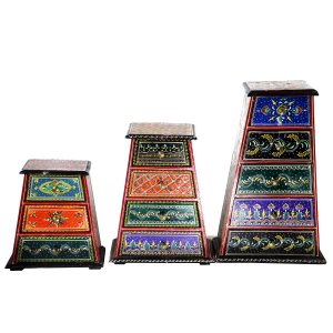 Antikcart Meenakari Artwork Handpainted Wooden Drawer Chest main view