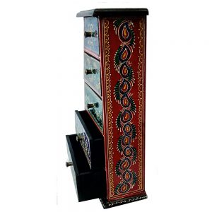 Antikcart Meenakari Artwork Handpainted Wooden Drawer Chest