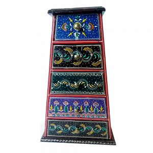 Antikcart Meenakari Artwork Handpainted Wooden Drawer Chest