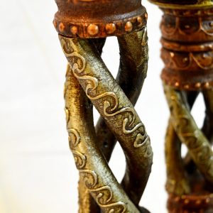 Antikcart Meenakari Design Wooden Spiral Candle Stand set of 4
