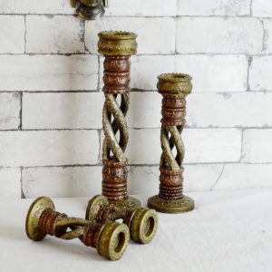 Antikcart Meenakari Design Wooden Spiral Candle Stand view