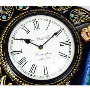 Antikcart Multicolor Handpainted Wooden Peacock Clocks Wall Clocks dial view