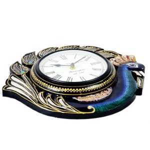 Antikcart Multicolor Handpainted Wooden Peacock Clocks Wall Clocks view