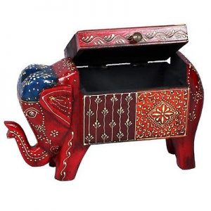 Antikcart Rajasthani Minakari Elephant Shape Box for Storage