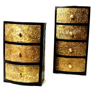 Antikcart Vintage Embossed Brass Chest Of Drawers set of 2