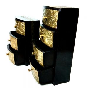 Antikcart Vintage Embossed Brass Chest Of Drawers set of 2