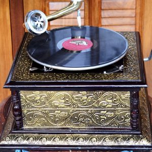 Antikcart's Passion Antique Vintage Brass Inlay Gramophone antikcart collectible gramophone