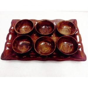 Arvi Sheesham Wood Serving Tray Bowl set by Antikcart