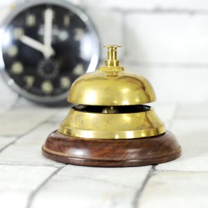 Antikcart Brass Concierge Attendance Bell Wooden Base main