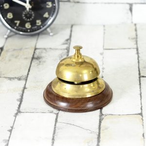 Antikcart Brass Concierge Attendance Bell Wooden Base main