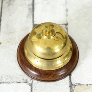 Antikcart Brass Concierge Attendance Bell Wooden top view