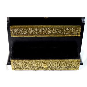 Antikcart Embossed Brass Artwork Ethnic Magazine Holder front top view