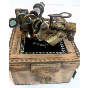 Antique Marine Navigator Tool with Leather Box set
