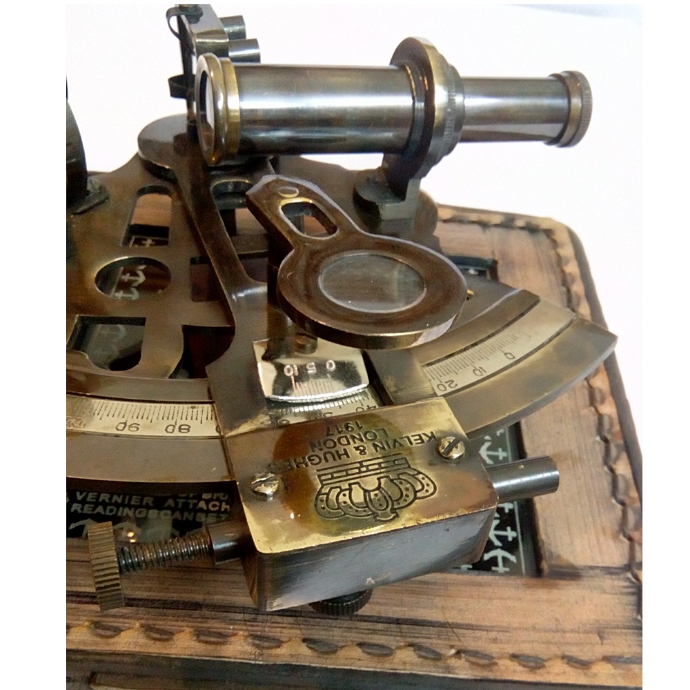 Antique Marine Navigator Tool with Leather Box set