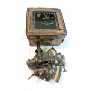 Antique Marine Navigator Tool with Leather Box set