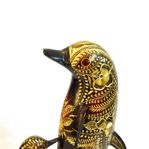Antikcart 16 inches Handcarved Brass Dolphin Family statue head