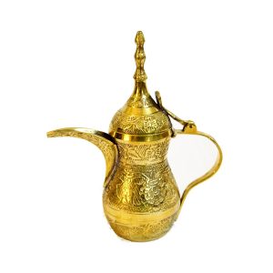 Brass Dallah Medium - Antikcart Attractive Handcarved Brass Nakashi Dallah Small Antique Decor