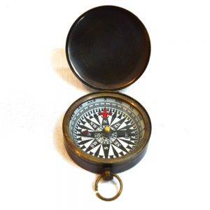 Antikcart Black Finish Vintage Brass Pocket Compass