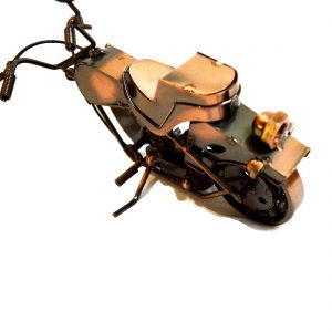Antikcart Copper Metal Bugatti Super Bike Miniature Model top view