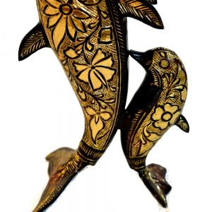 Antikcart Full Brass Handcarved Dolphin Pairs head close