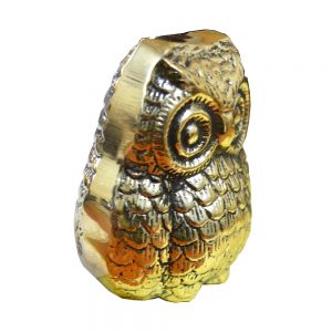 Antikcart Hand Carved Brass Owl Miniature Decor Paper Weight Side