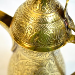 Antikcart Handcarved Nakashi Style Brass Dallah Big Size Antique Decor close