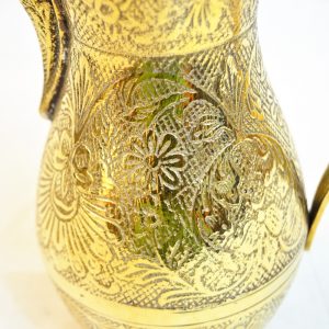 Antikcart Handcarved Nakashi Style Brass Dallah Big Size Antique Decor close look