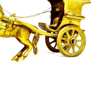 Brass Hand Carved Horse Cart Miniature Antikcart wheel