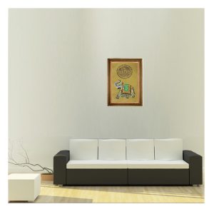 Ancient Royal Painting of Palace Elephant on Old Stamp paper by Antikcart-Framed View
