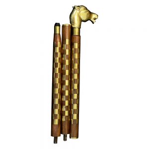 Antikcart Brass Artwork Horse Head Wooden Walking Stick by Antikcart