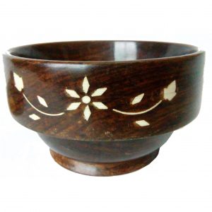 Antikcart Brass Inlay Wooden Sheesham Serving Bowl Set