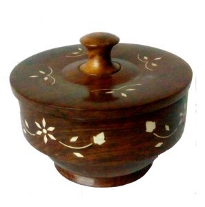 Antikcart Brass Inlay Wooden Sheesham Serving Bowl Set
