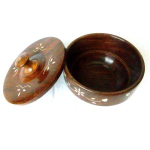 Antikcart Brass Inlay Wooden Sheesham Serving Bowl Set