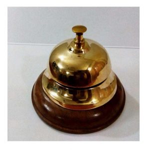 Antikcart Concierge Bell brass-concierge-attendance-bell-wooden-base-home-decor-garden