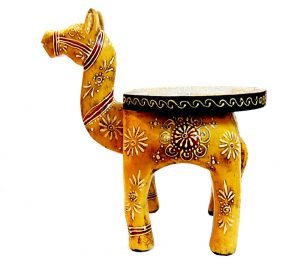 Antikcart Decorative Multicolor Wooden Camel Stool by Antikcart side view