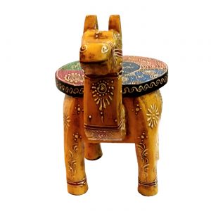Antikcart Decorative Multicolor Wooden Camel Stool by Antikcart side view