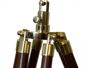 Antikcart Double Barrel Brass Telescope Wooden Tripod Stand Nautical Decor Antikcart full view