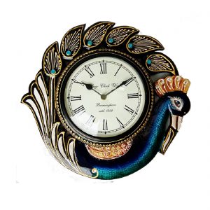Antikcart Elegant Multicolor Wooden Peacock Clocks