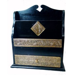 Antikcart Embossed Brass Hand Worked Ethnic Indian Magazine Holder