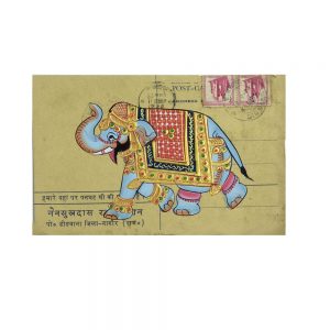 Antikcart Palace Elephant Painted on Ancient Postcard Painting