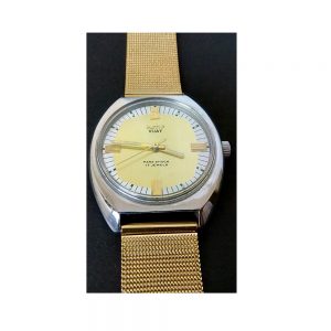 Antikcart HMT VIjay Gold Dial Stainless Steel Mesh Wrist Band Watch