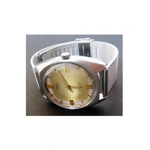 Antikcart HMT VIjay Gold Dial Stainless Steel Mesh Wrist Band Watch